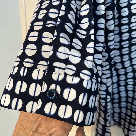 Chico's Blouse Navy & White Polka Dot Lorena Shirt Button Up 3/4 Sleeve Size L - Picture 4 of 12